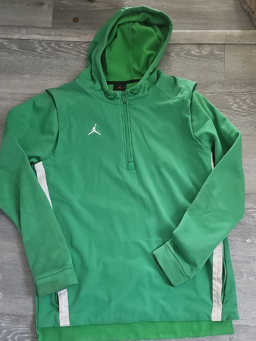 Jordan Green Half-Zip Hoodie with White Accents